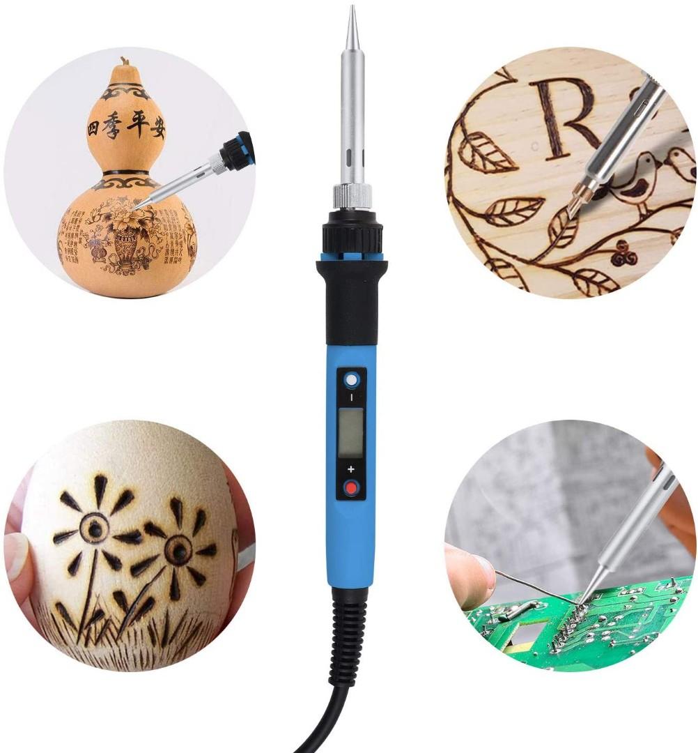 Umitive 90Pcs Pyrography Pen Kit Wood Burning Kit with Digital LCD Display Power Cable with Switch 180 C 480 C Adjustable Temperature 80W