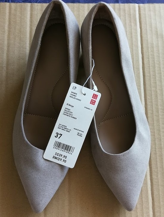 FREE SHIPPING Uniqlo Beige Nude Chunky Heeled Shoes Size