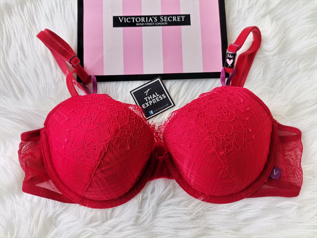 Victoria's Secret Slightly Push-Up Bra/ Red 34C, Women's Fashion