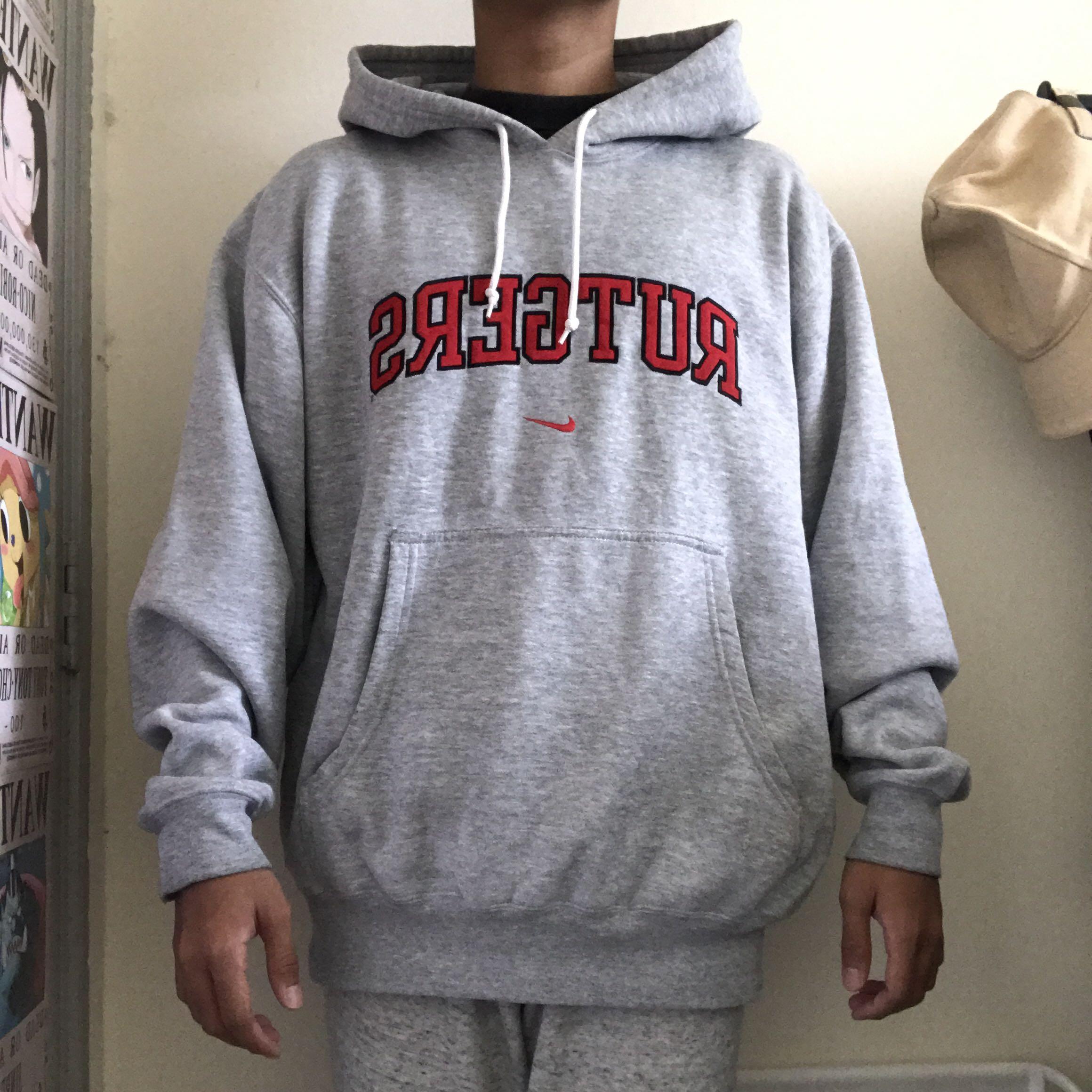 Vtg 90 s Nike Center Swoosh Rutgers University Hoodie