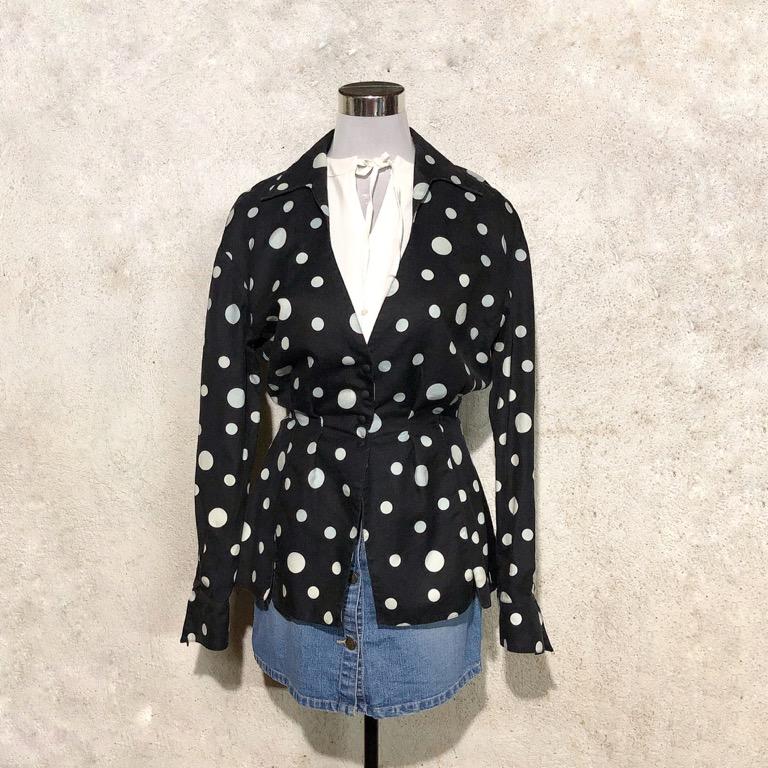 Women's Dotted OverCoat (Category: Coats, Jackets and Outerwear) located in Mandaluyong City. Submitted by junos.mnl (Listing ID 1096084510, Image 2). Description: Women's Dotted OverCoat / XS-S / P250 ⠀⠀⠀⠀⠀⠀⠀⠀⠀ Shoulder: 18.5in Bust: 17in Length: 27in ⠀⠀⠀⠀⠀⠀⠀⠀⠀ *actual color may vary due to lighting* .