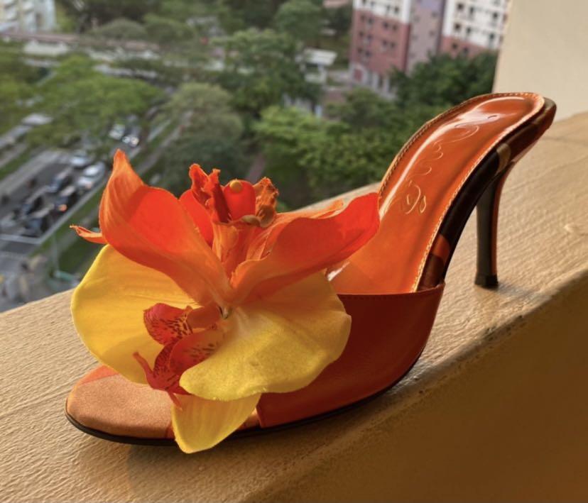 y2k Vintage Orange Heels with Clipon 