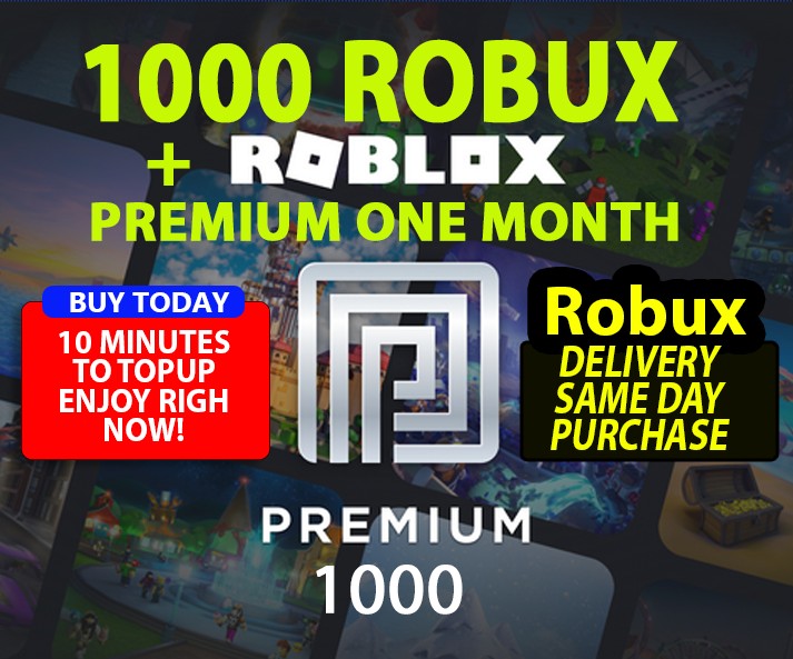 Gift Card 1000 Robux + premium one month or 800 Robux.