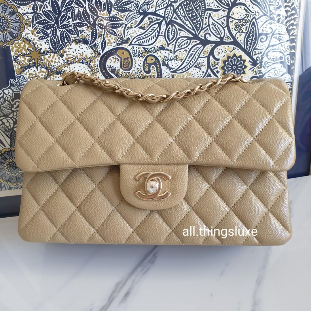 21A Chanel Small Classic Flap Beige Caviar LGHW, Luxury, Bags & Wallets on  Carousell