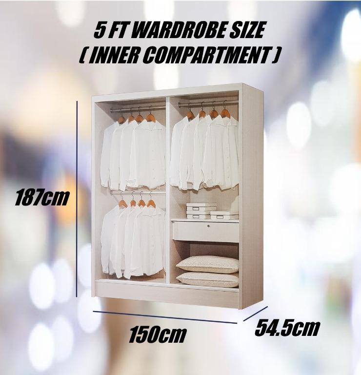 5 Feet sliding Wardrobe Furniture Home Living Furniture Shelves
