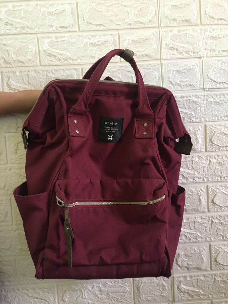 AUTHENTIC ANELLO Backpack Burgundy Maroon Women s Fashion Bags Wallets Backpacks on Carousell