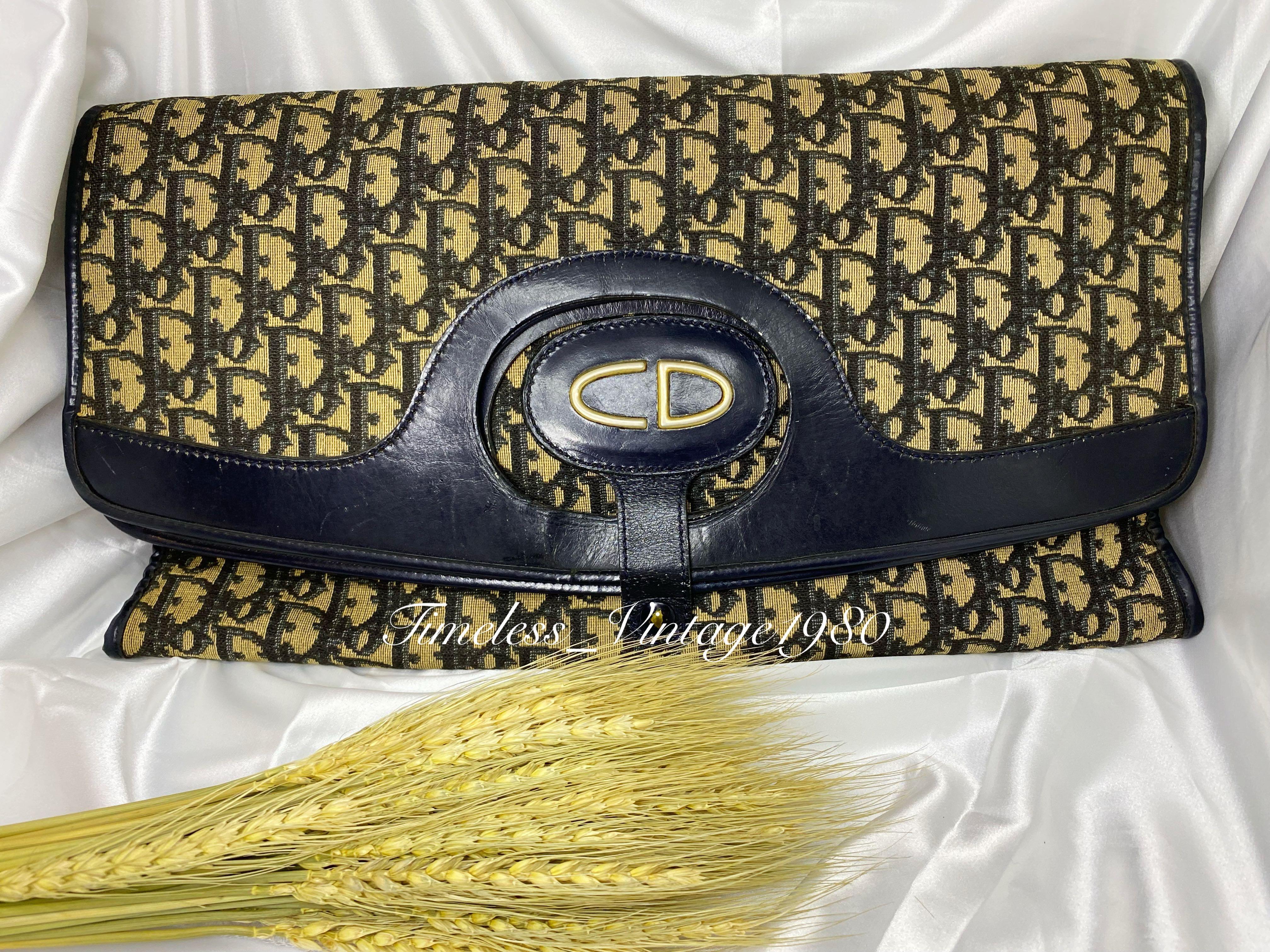 AUTHENTIC CHRISTIAN DIOR VINTAGE OBLIQUE FOLD OVER CLUTCH
