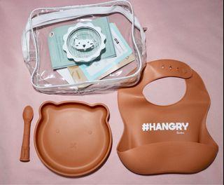 Bambina Bear Silicone Suction Plate with Goo spoon and Hangry Bib