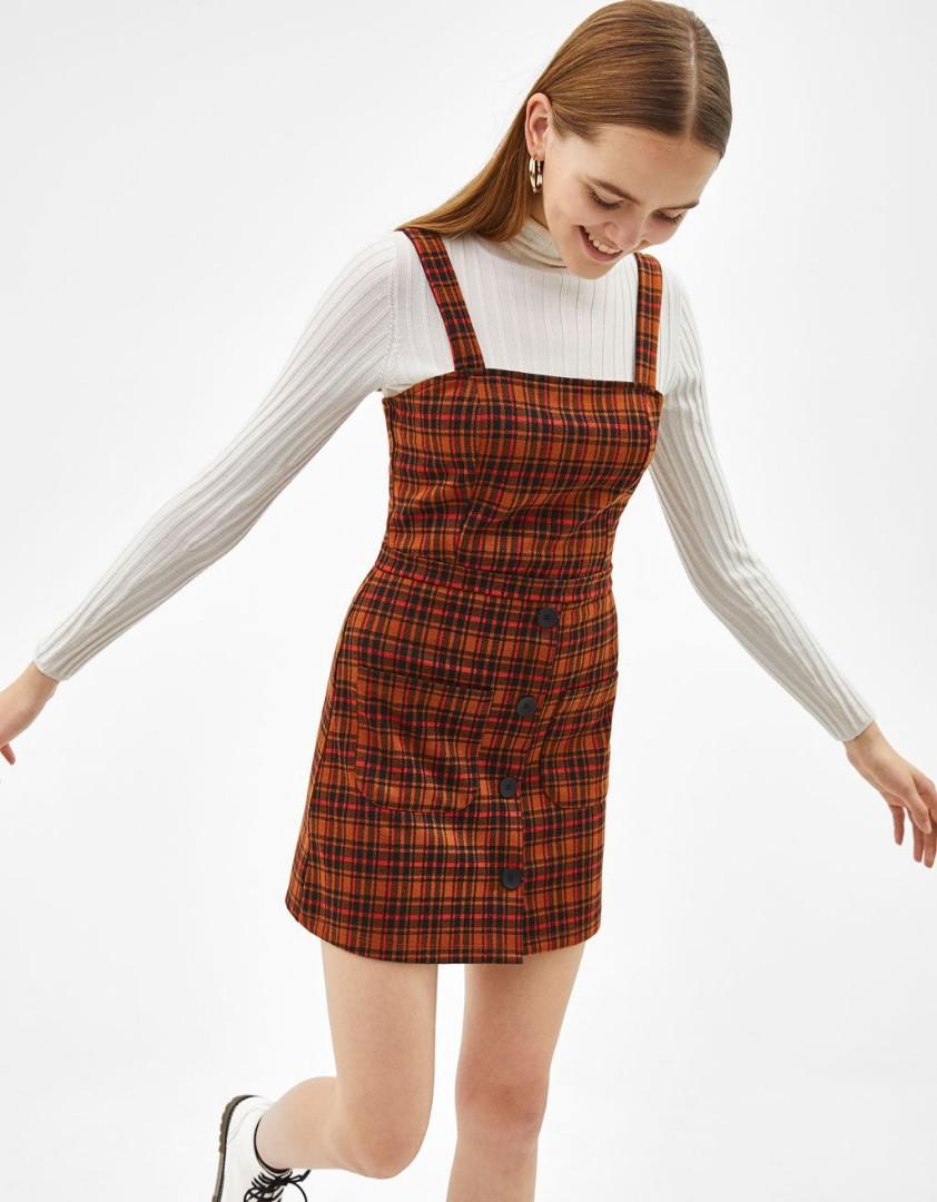 Checked strappy dress sales