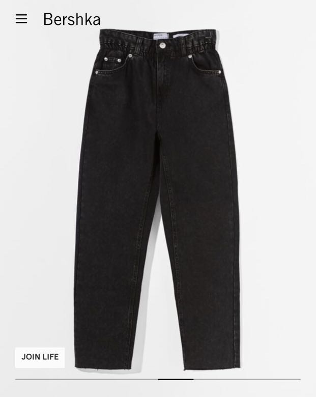 Bershka Twill Cropped Straight fit Trousers (Washed Black Jeans), Fesyen  Wanita, Pakaian Wanita, Bawahan di Carousell