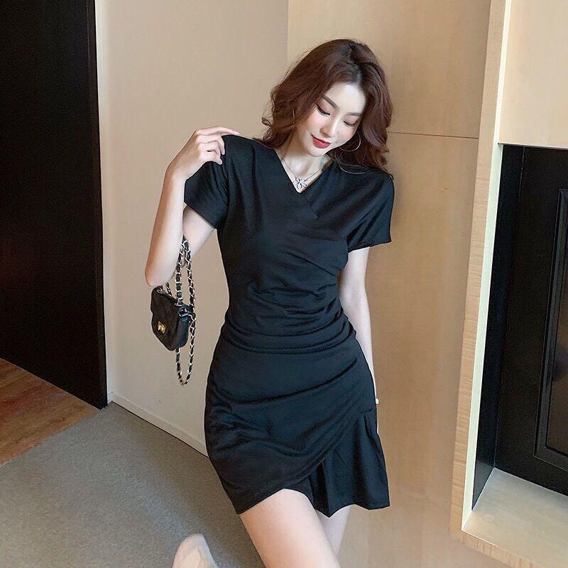 Black Scrunch Ruched Dress, Women's Fashion, Dresses & Sets, Dresses on  Carousell