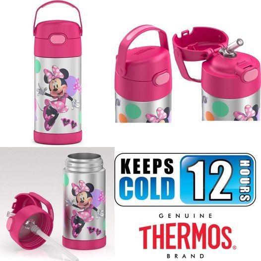 Thermos Funtainer 12 oz Straw Bottle Minnie Mouse