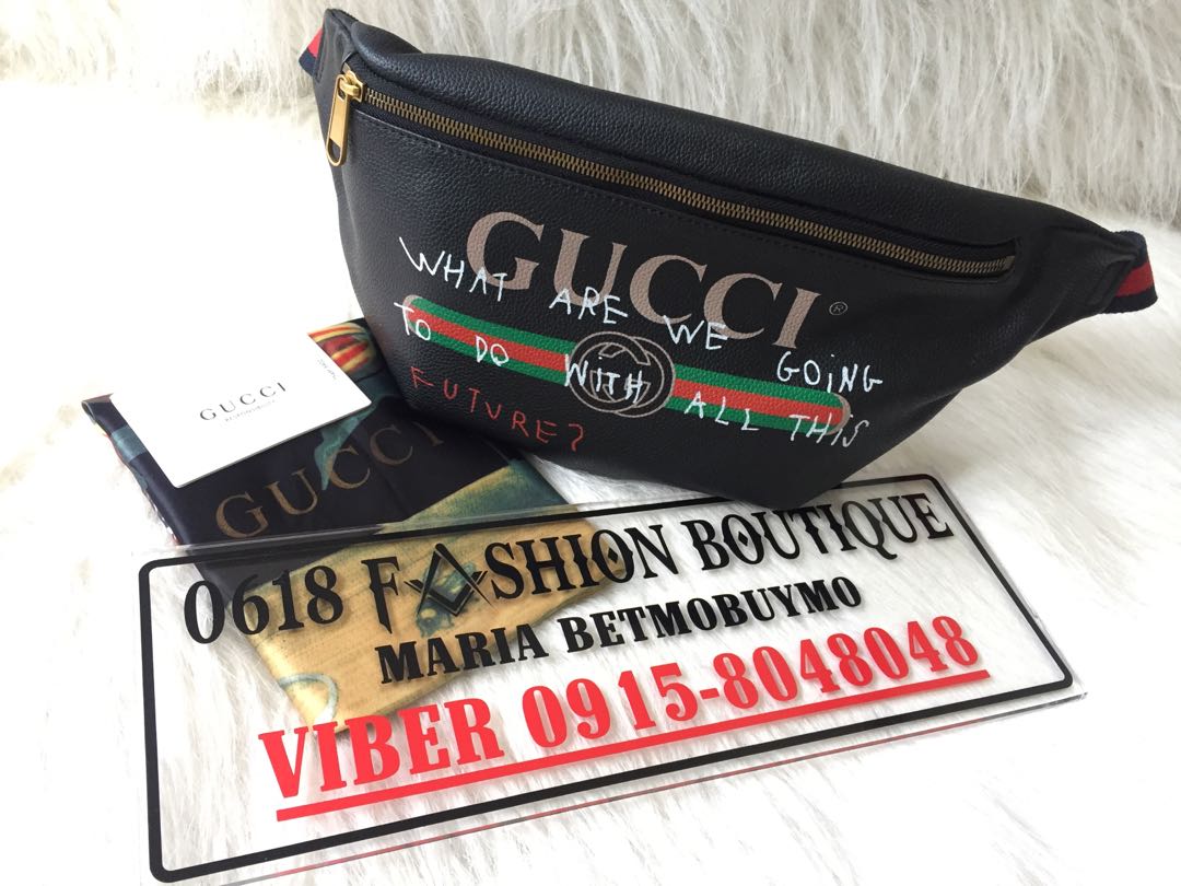 GUCCI Printed Belt Bag Black 493869 from Japan
