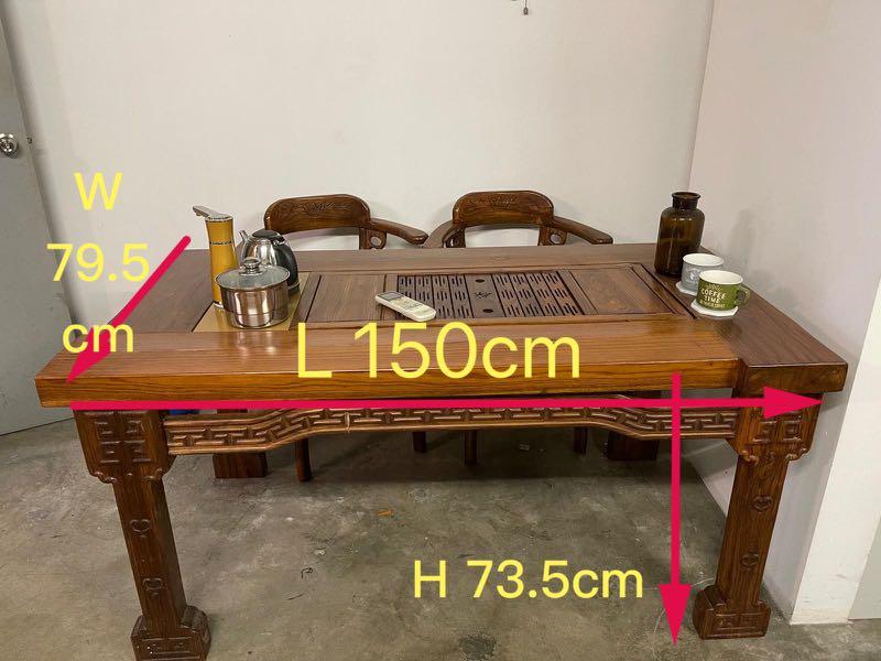 Chinese Tea Table With 4 Chairs N Water Dispenser Etc For Tea Serving,  Furniture & Home Living, Furniture, Tables & Sets On Carousell