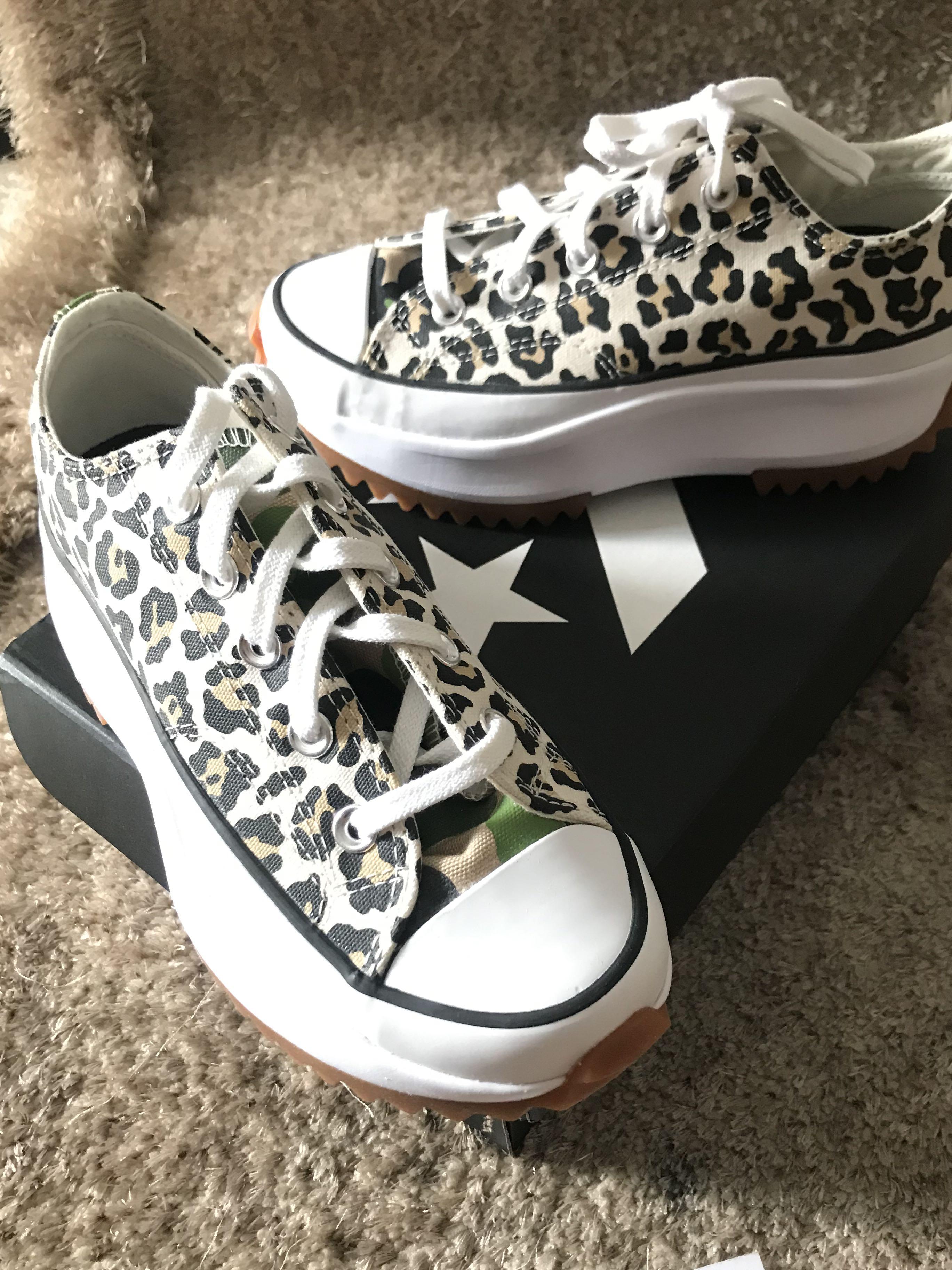 converse run hike sneakers sol tebal tinggi leopard keren mewah