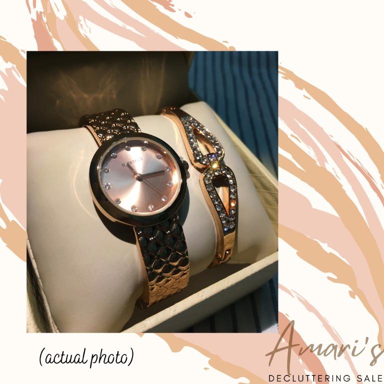Ellen Tracy Watch AND Bracelet Rose Gold Women s Fashion