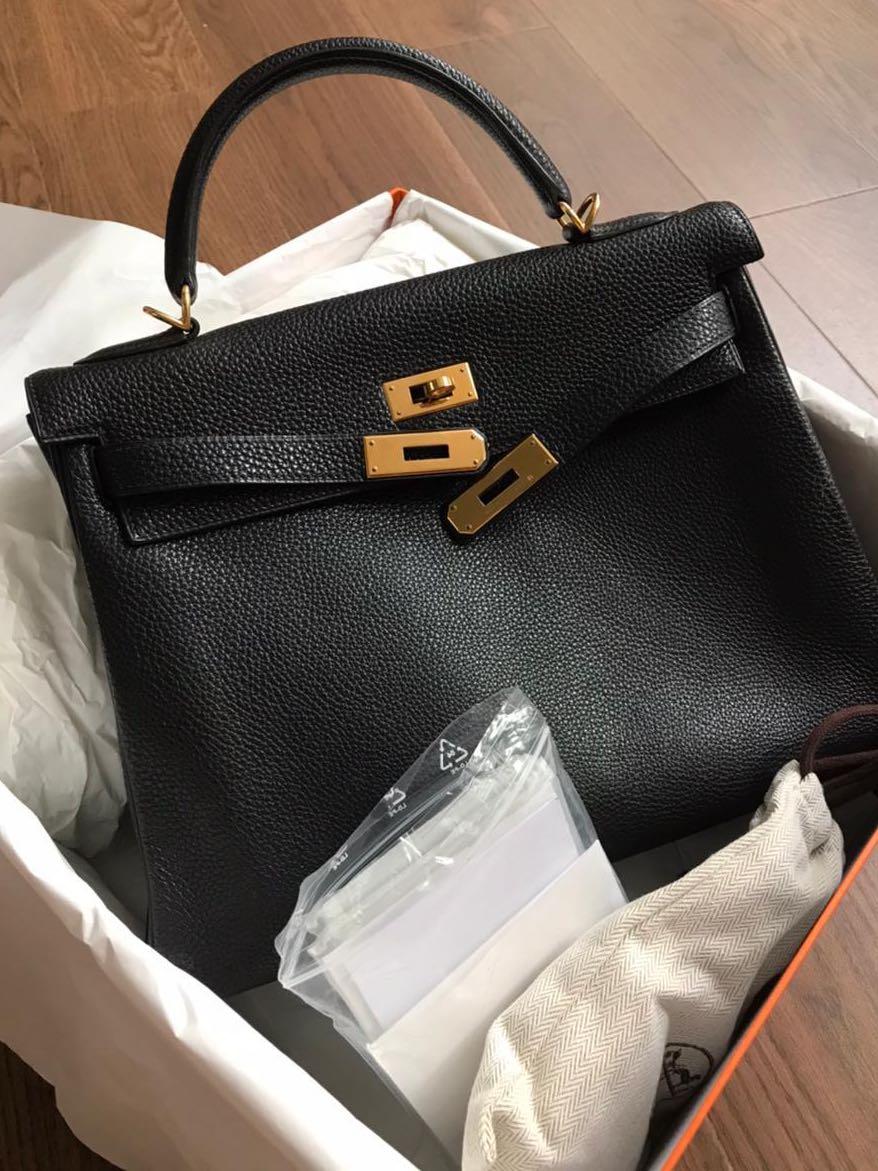 Hermes Kelly 40 Togo, Swift Black GHW and PHW - Swift