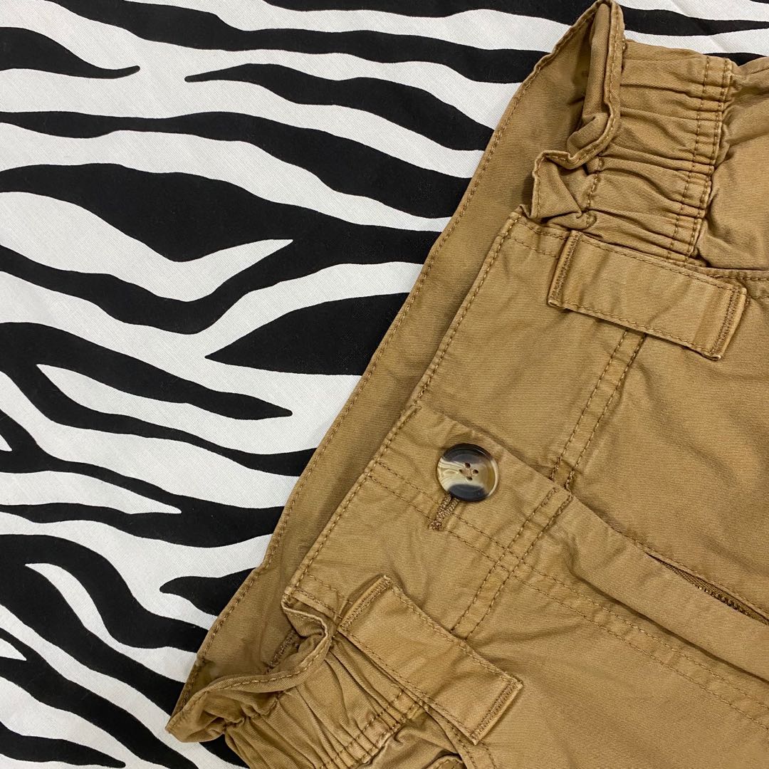 h\u0026m dark beige khaki paperbag cargo 