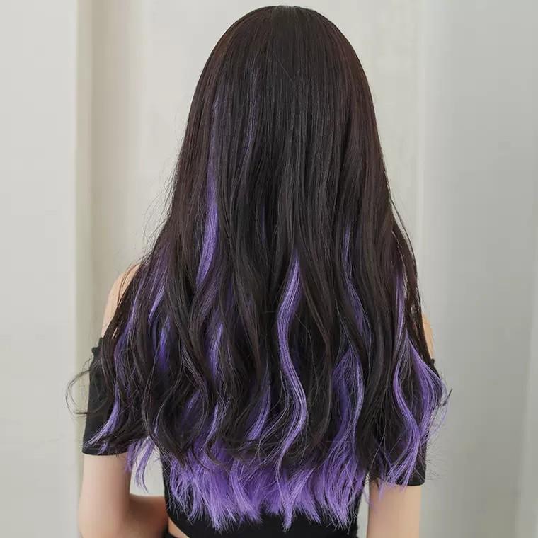 purple highlights in brown hair