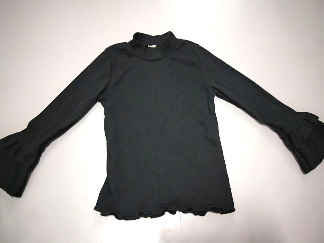 Korean Label Size 9 Girl s Black Long Sleeve Turtleneck Top