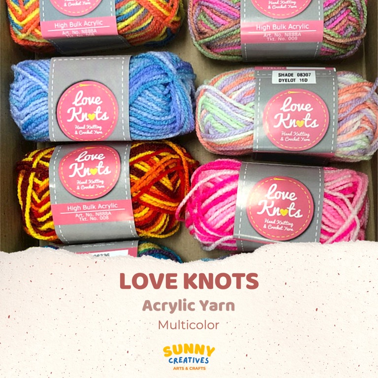 LOVE KNOTS Acrylic Yarns 15 grams / 35 meters (MULTICOLOR), Hobbies