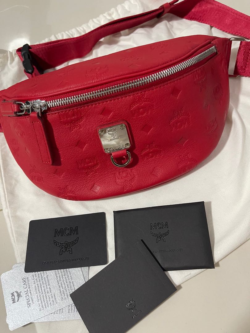 Red mcm hotsell belt bag