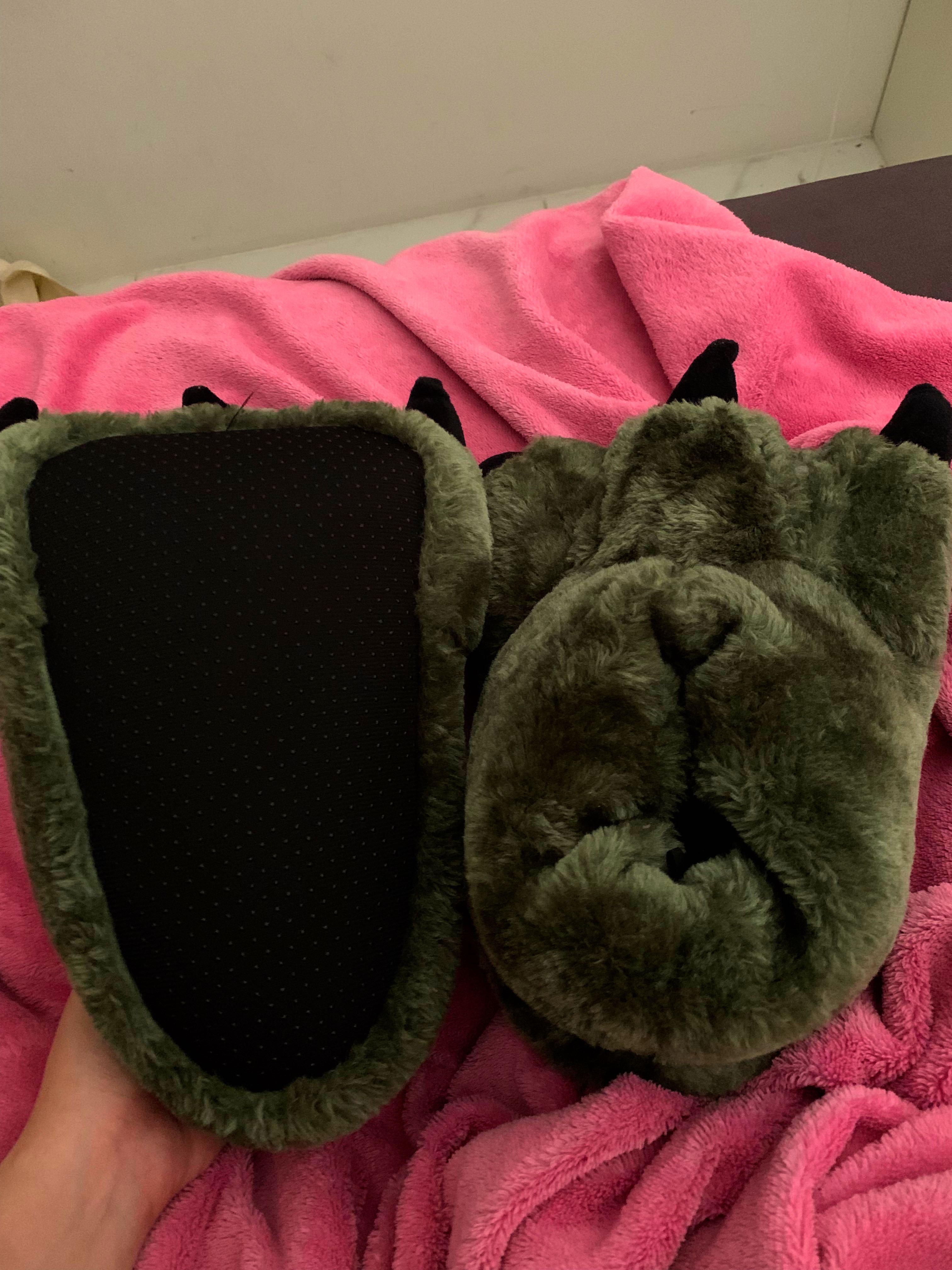 Furry monster slippers online