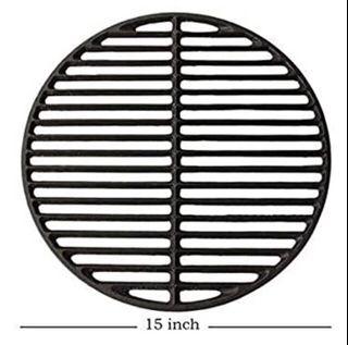 New Imported 15" Cast Iron Cooking Grid Grates for similar to Big Green Egg Replacement Parts, Round Cooking Grate for Medium Big Green Egg Grill Accessories BBQ Round Grate Accessories for Kamado