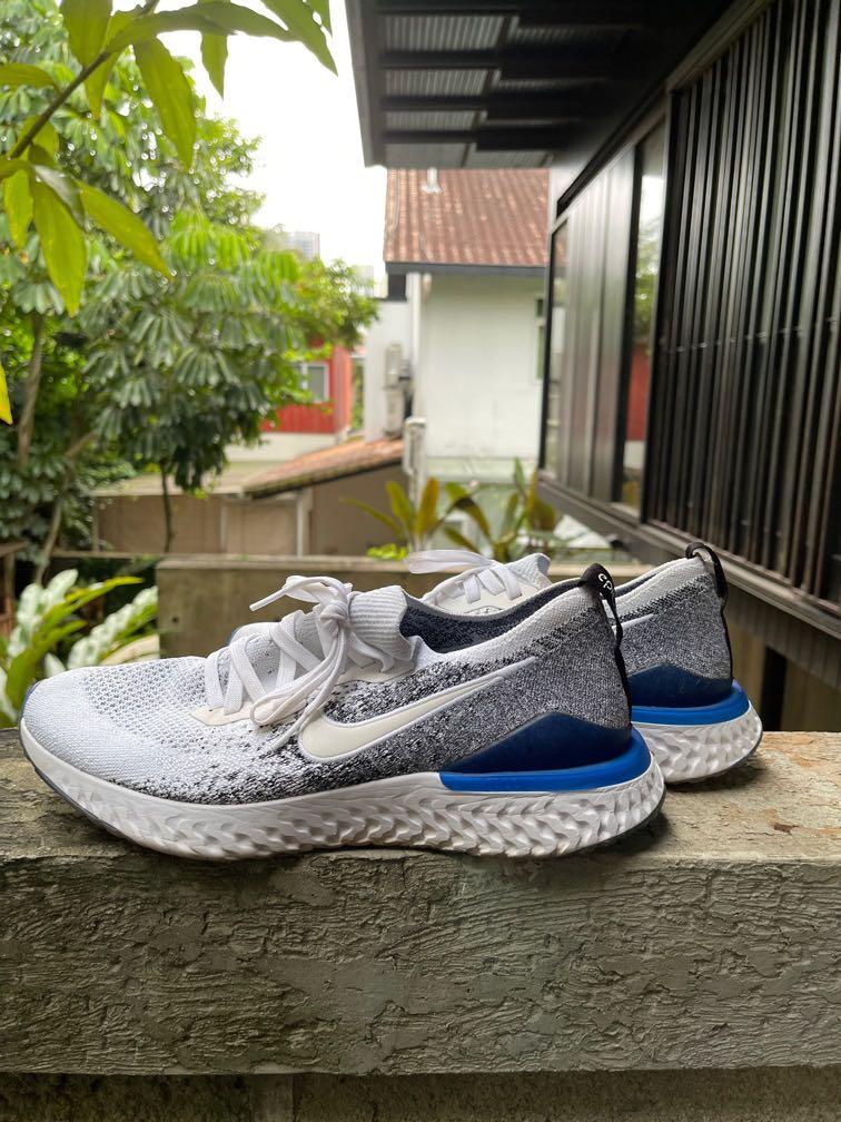 Epic react flyknit 2 men's running shoe white/white-black-racer blue 8.5 shop