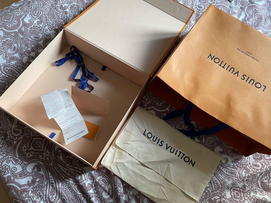Authentic LOUIS VUITTON Box Empty 19” x 14.5” x 10” Brown w/Match Paper Bag
