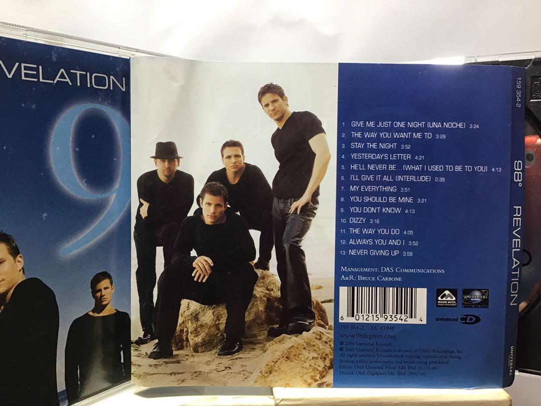 ORIGINAL 2000 PRESS 98 Degrees - Revelation OOP CD Anubis Pop Boy Band,  Hobbies & Toys, Music & Media, CDs & DVDs on Carousell