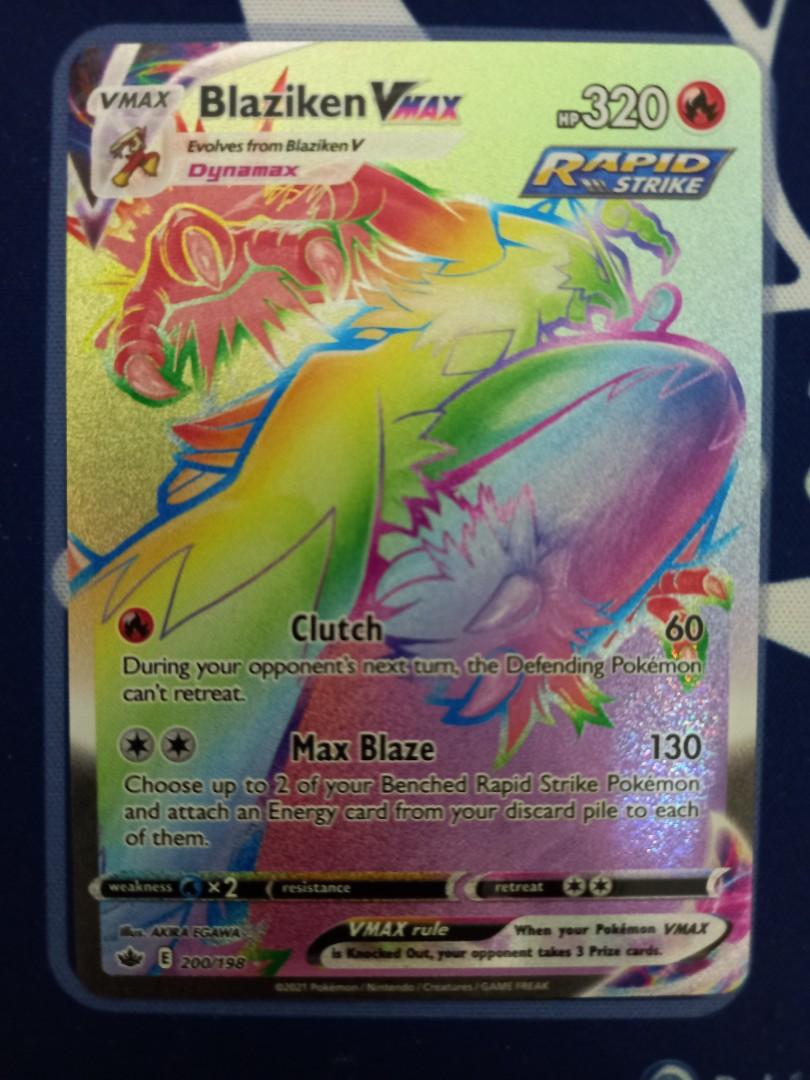 Pokemon Blaziken VMAX rainbow rare HR 200/198 Chilling Reign, Hobbies