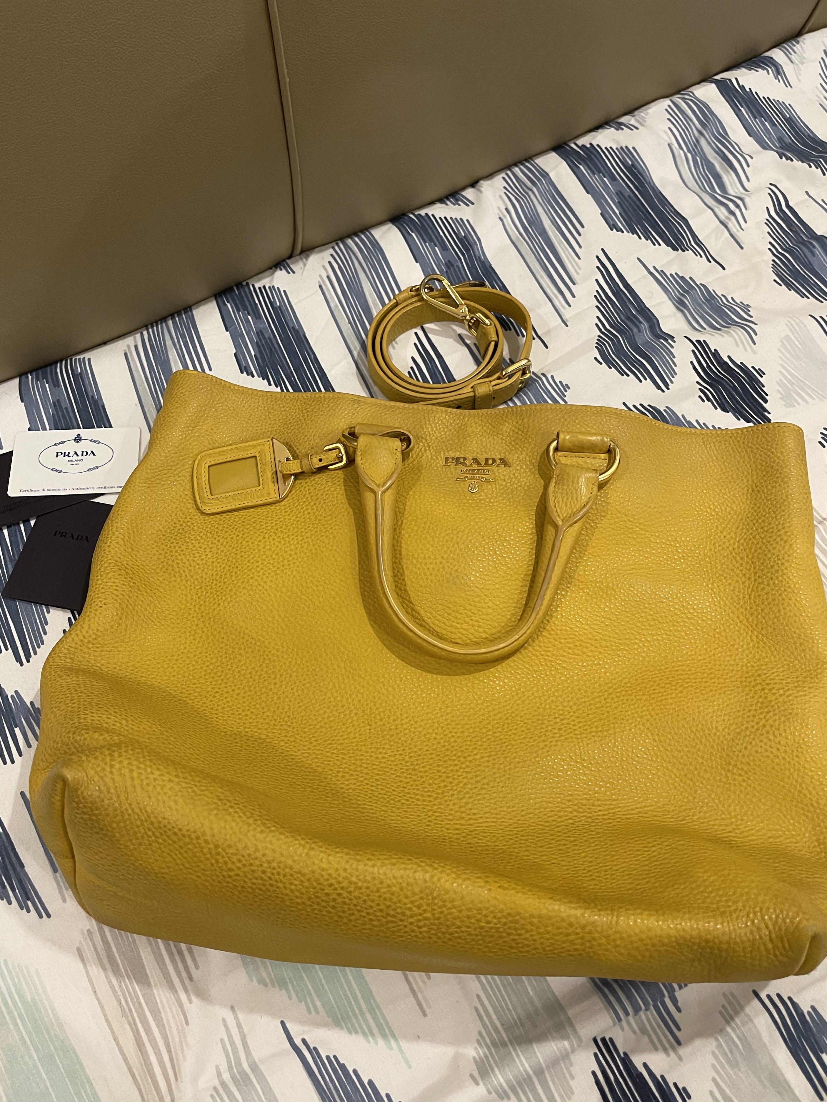 Prada Mimosa Vitello Daino Leather Pochette Bag 1N1620 - Yoogi's Closet