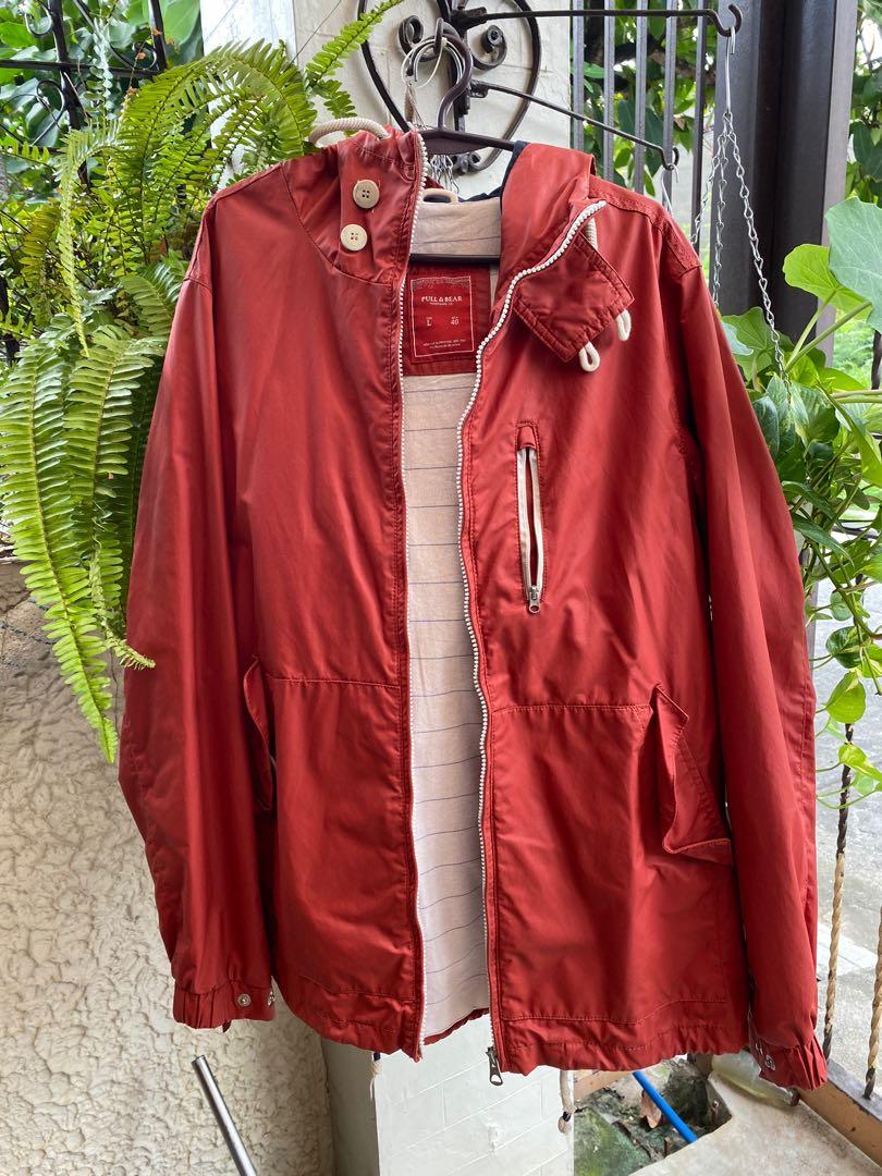 Pull&Bear Jacket (Category: Coats, Jackets and Outerwear) located in Antipolo. Submitted by pinsonmaxi (Listing ID 1096350994, Image 1). Description: Pull&Bear Jacket (water-resistant, semi-waterproof) Used a couple of times only Large on tag, fits M-L In excellent condition Issue/s: Button for side pocket flap needs to be sewed back on.