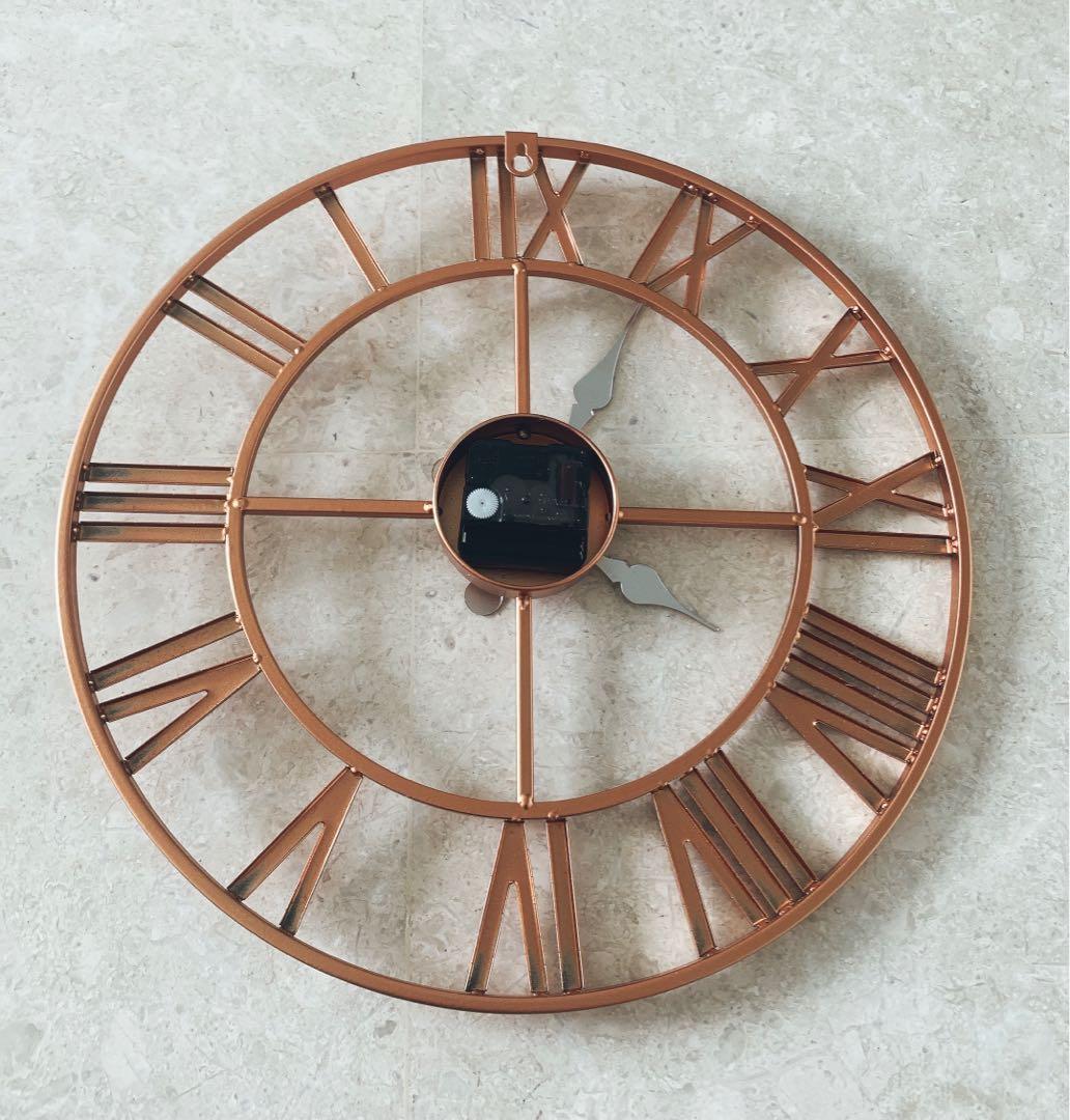 Rose Gold Wall Clock, Furniture & Home Living, Home Decor, Clocks on