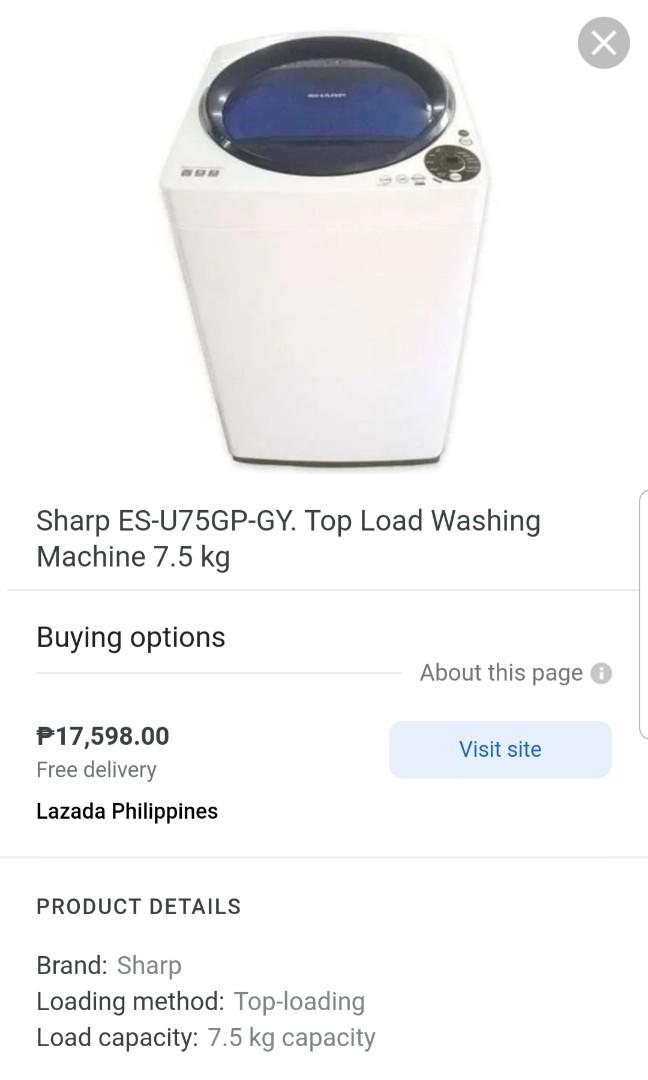 DISPOSAL SALE! Sharp Fully Automatic Washing Machine 7.5 kg, TV & Home