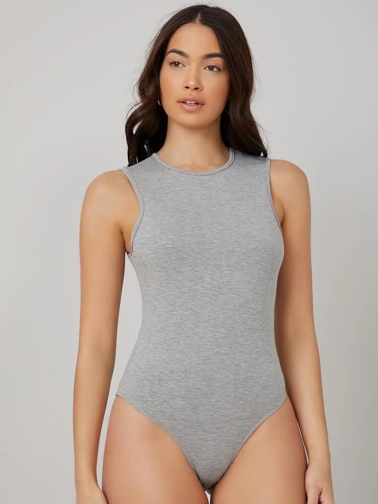 SHEIN Solid Form Fitted Tank Bodysuit, Women's Fashion, Tops, Other Tops on  Carousell