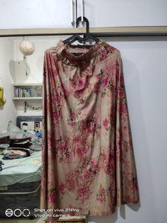 Thrift Rok Elegant Floral Bunga Pink Vintage Preloved