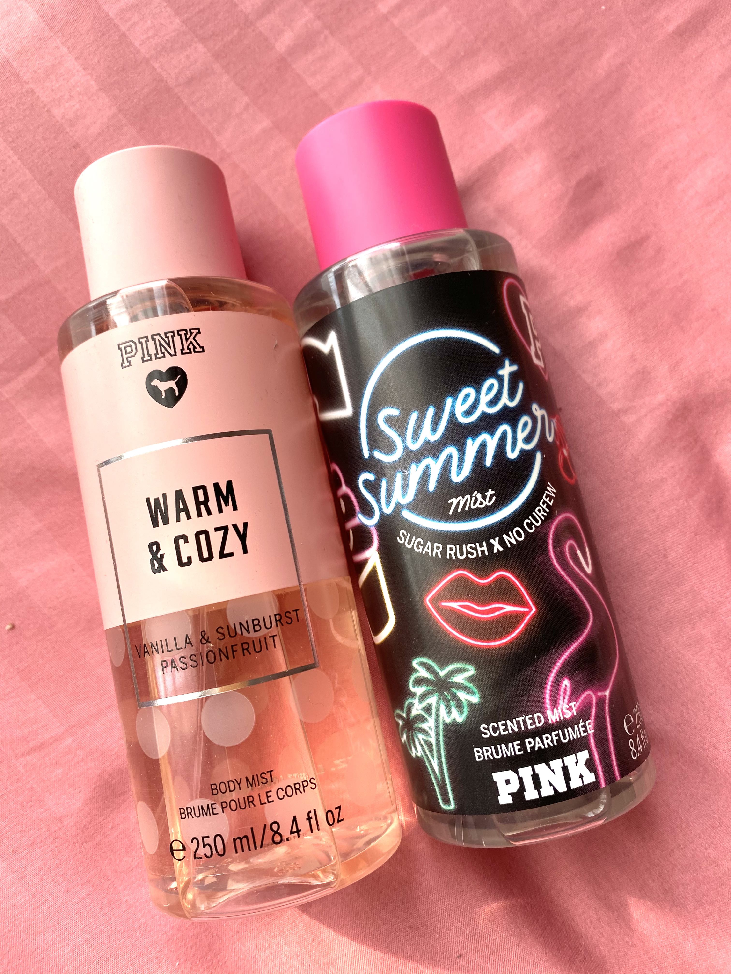 Victoria's secret pink warm & cozy vanilla & sunburst passionfruit body 2025 mist