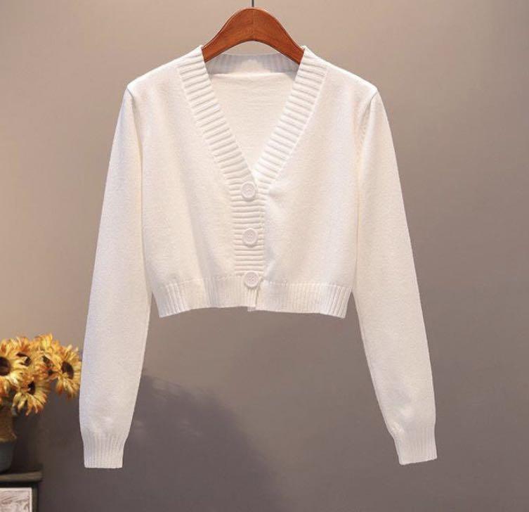 White crop on sale top cardigan