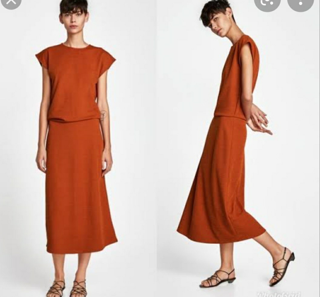 zara orange midi dress