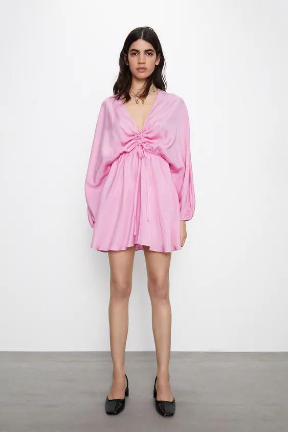Zara Pink Long Sleeve Mini Dress, Women ...