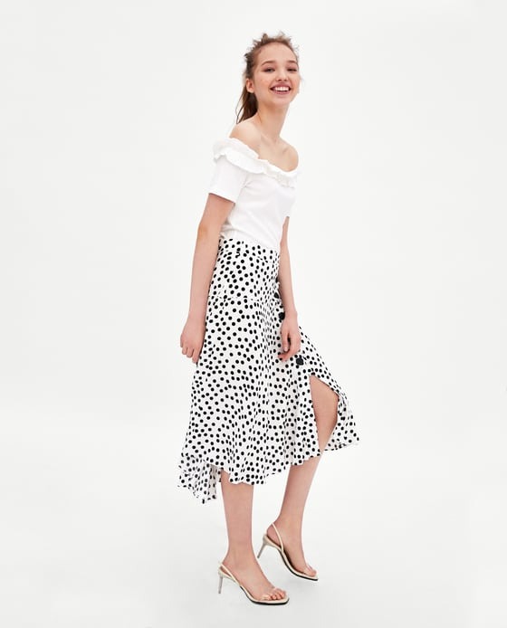 Zara white polka dot skirt on sale