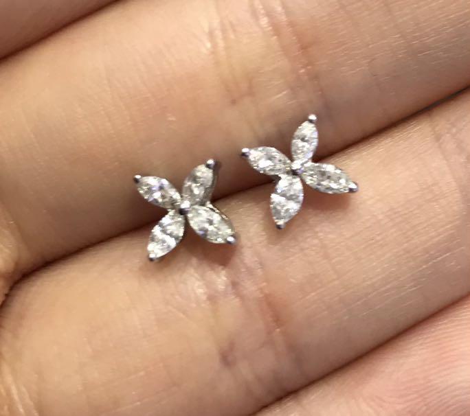 White gold diamond flower cheap earrings