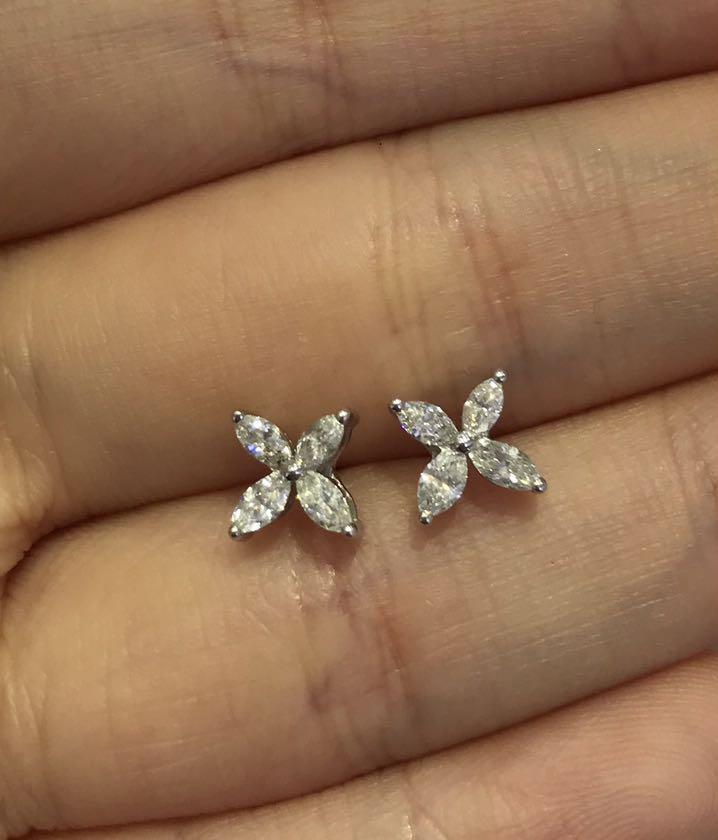 White gold new arrivals flower earrings