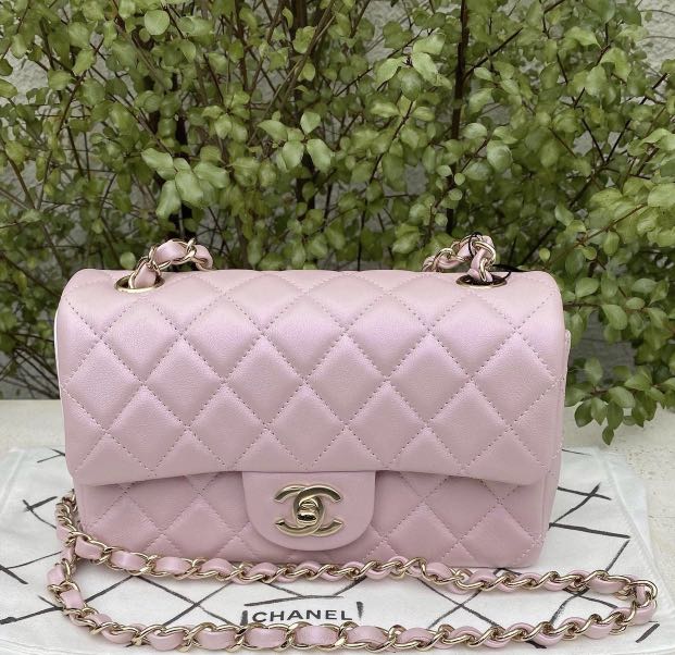 Authentic Chanel Barbie Pink Caviar Leather Extra Mini Rectangular 17CM  Silver Hardware