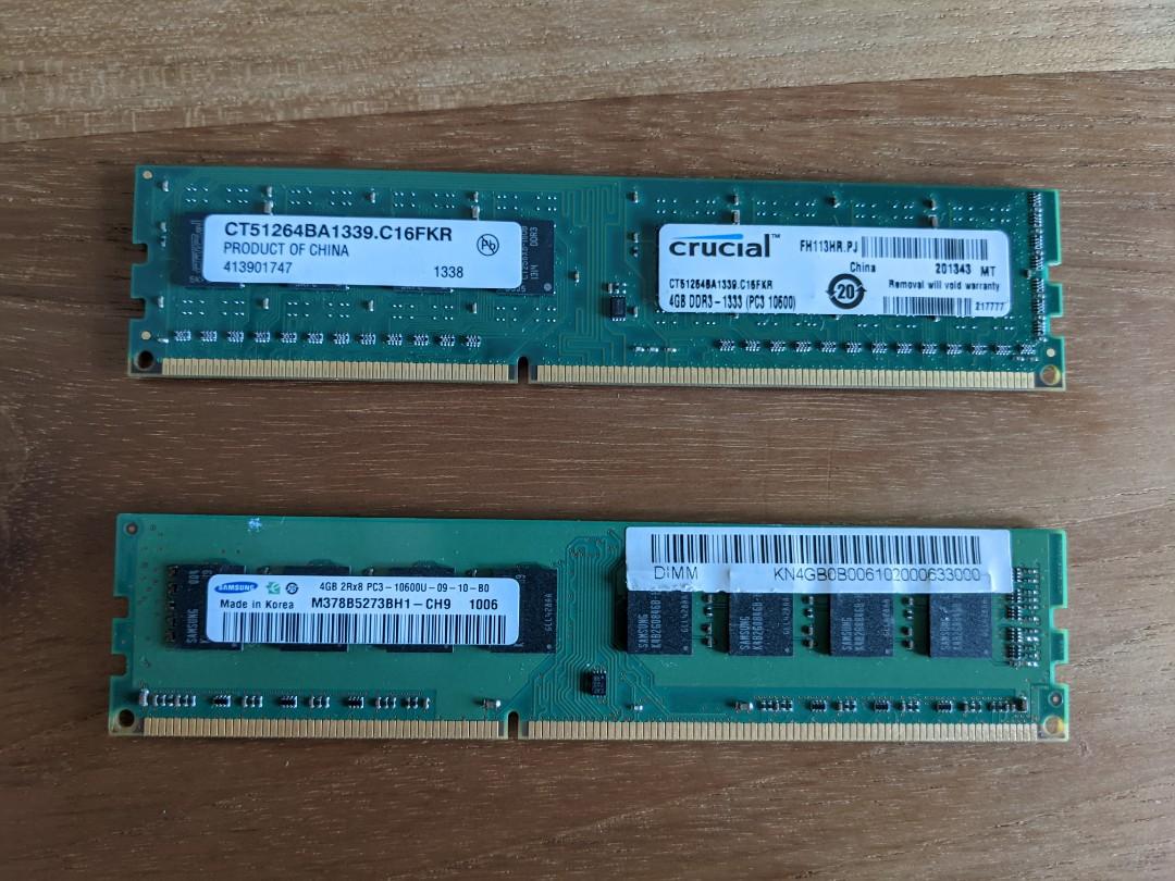 2x 4GB DDR3 Desktop RAM, Computers \u0026 Tech, Parts \u0026 Accessories, Computer  Parts on Carousell
