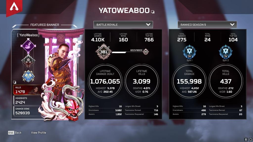 Discount Apex Legends Diamond Acc For Season 9 Both Split 4k Badge On Wraith Octane And Gb Video Gaming Video Games On Carousell