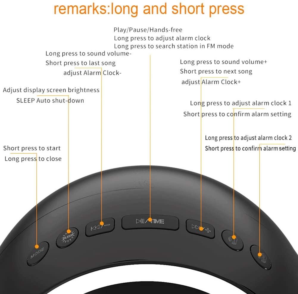 Autotipps X10 Radio Alarm Clock, Bluetooth 5.0 Speaker, LED Alarm Clock