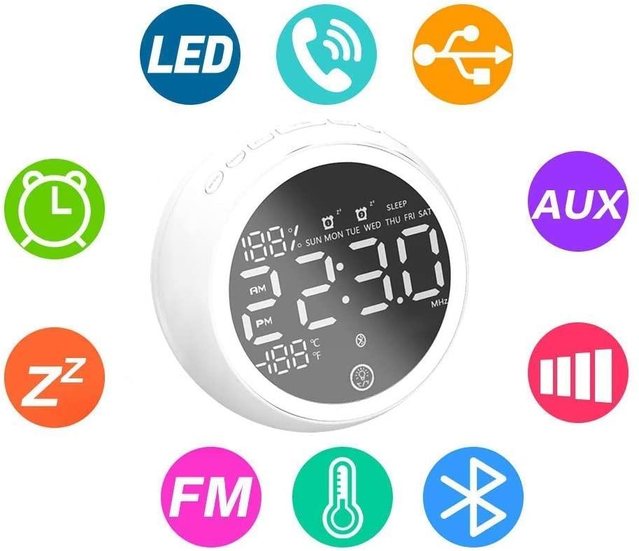 Autotipps X10 Radio Alarm Clock, Bluetooth 5.0 Speaker, LED Alarm Clock